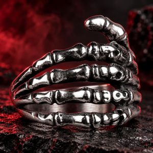 Anneau Tête de Mort Main Squelettique | Acier