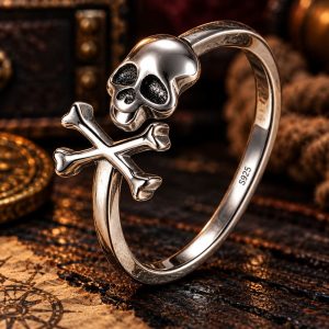 Anneau Tête de Mort & Os Croisés Argent