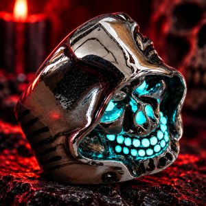 Bague Tête De Mort Lumière d'Enfer | Acier