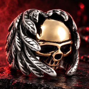 Bague Tête de Mort Ailes d'Anges | Acier