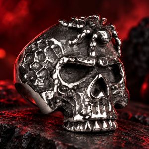 Bague Tête de Mort Araignée Terrifiante | Acier