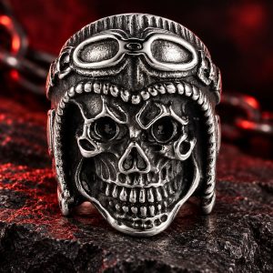 Bague Tête de Mort Aviateur Fou | Acier