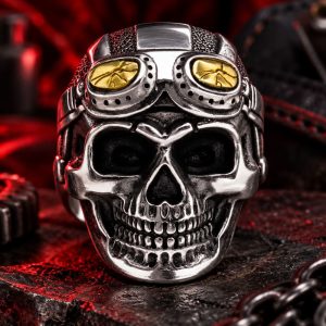 Bague Tête de Mort Aviateur Téméraire | Acier