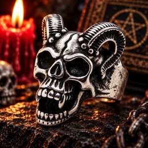 Bague Tête de Mort Bélier Bestial Acier