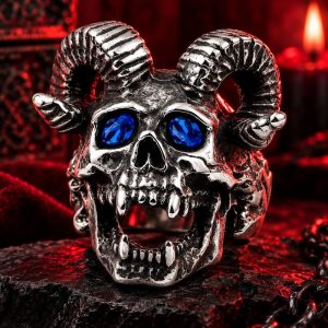 Bague Tête de Mort Bélier Fou | Acier