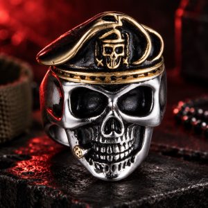 Bague Tête de Mort Beret Militaire Acier