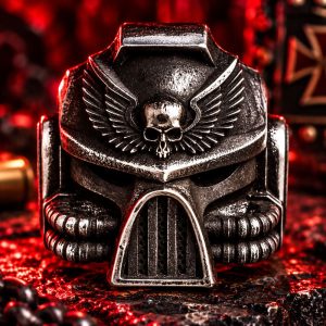 Bague Tête de Mort Casque Futuriste Acier