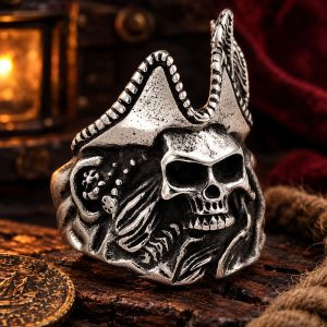 Bague Tête de Mort Chapeau Pirate | Acier