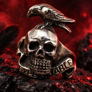 Bague Tête de Mort Corbeau Carnassier Acier