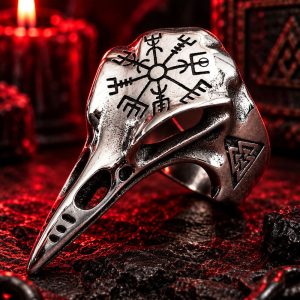Bague Tête de Mort Crane de Corbeau | Acier