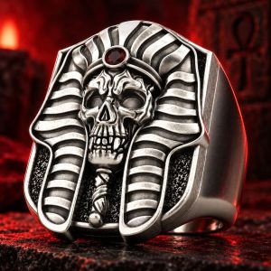 Bague Tête de Mort Crane de Pharaon | Acier