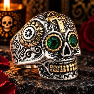 Bague Tête de Mort Cyberpunk Acier