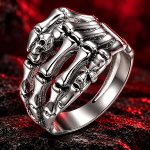 Bague Tête de Mort Doigts Maléfiques Argent