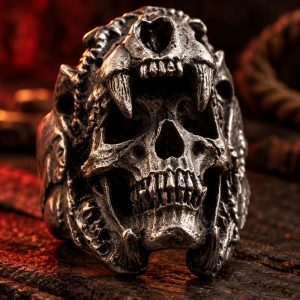 Bague Tête de Mort Effroyable Acier