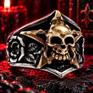 Bague Tête de Mort Etoile Infernale Argent