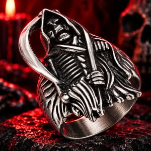 Bague Tête de Mort Faucheuse Impériale Acier