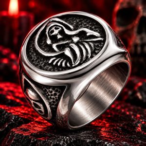 Bague Tête de Mort Faucheuse Ténébreuse Acier
