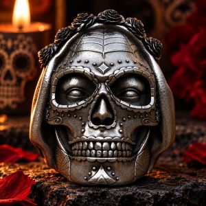 Bague Tête de Mort Femme Mexicaine Acier