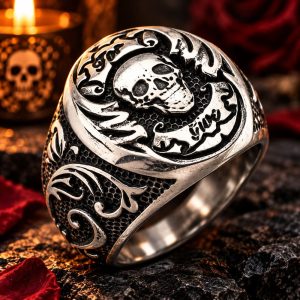 Bague Tête de Mort Folklore Mexicain Acier