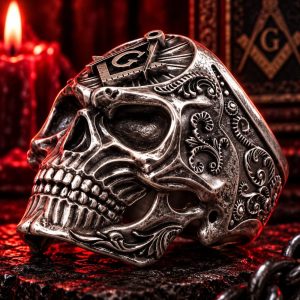Bague Tête de Mort Franc Maçonnerie Acier