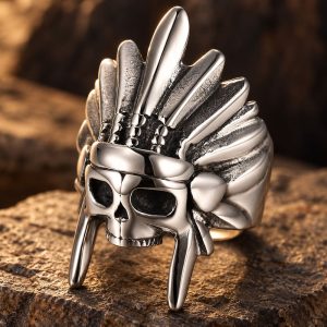 Bague Tête de Mort Geronimo l’Indien Acier