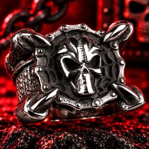 Bague Tête de Mort Griffes du Diable | Acier