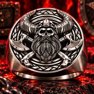 Bague Tête de Mort Guerrier Viking Acier