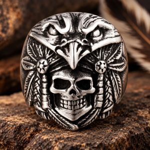 Bague Tête de Mort Indiana Warrior Acier
