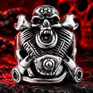 Bague Tête de Mort Moteur Diabolique | Acier