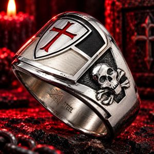 Bague Tête de Mort Ordre Des Templiers | Acier