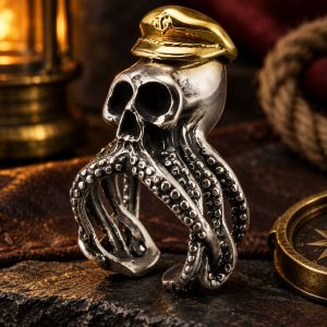 Bague Tête de Mort Pieuvre Envoutante | Acier