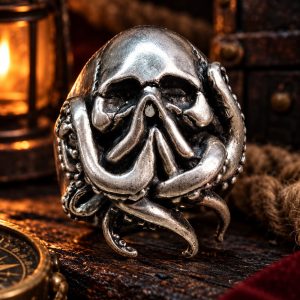 Bague Tête de Mort Pieuvre d'Engloutissement | Acier