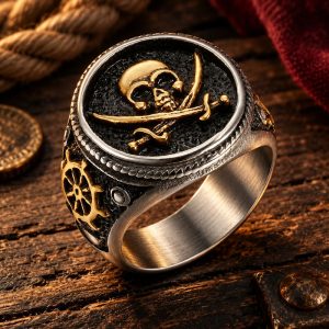 Bague Tête de Mort Pirate Intrépide Acier
