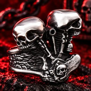Bague Tête de Mort Pistons Mortels | Acier