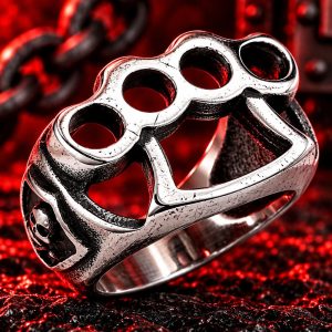 Bague Tête de Mort Poing Américain | Acier