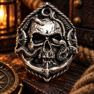 Bague Tête de Mort Puissance Souterraine Acier