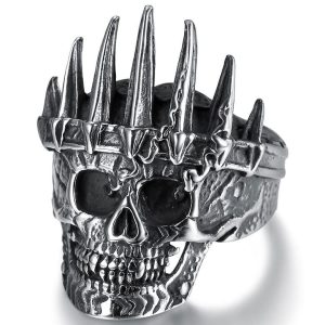 Bague Tete de Mort Roi Punk