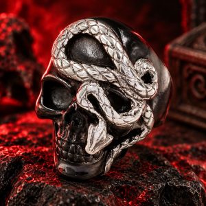 Bague Tête de Mort Serpent Intrépide | Acier