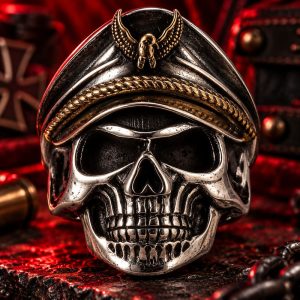 Bague Tête de Mort Soldat Allemand Argent