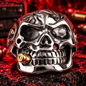 Bague Tête de Mort Soldat Vétéran | Acier