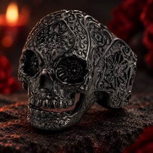 Bague Tête de Mort Ténèbres Obscurs Acier
