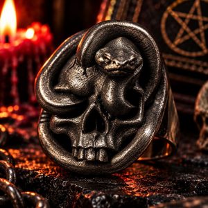Bague Tête de Mort Transpercée Acier
