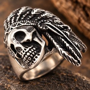 Bague Tête de Mort Wapi l’Indien Acier