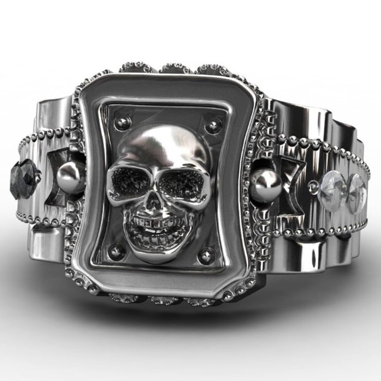 Bague Homme Tête De Mort En Argent 925 - Style Motard Biker Rock