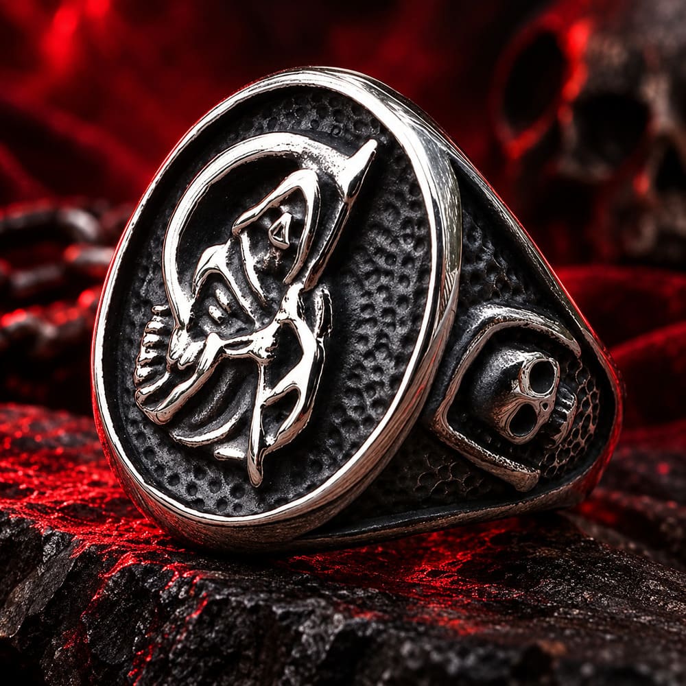 Bague Tête de Mort Faucheuse Infernale Acier