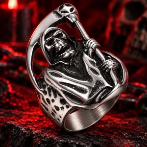 Bague Tête de Mort Faucheuse Joyeuse Acier