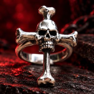 Bague Tête de Mort et Croix Os