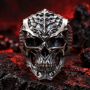 Bague Crane de Dragon Ecaillé Acier