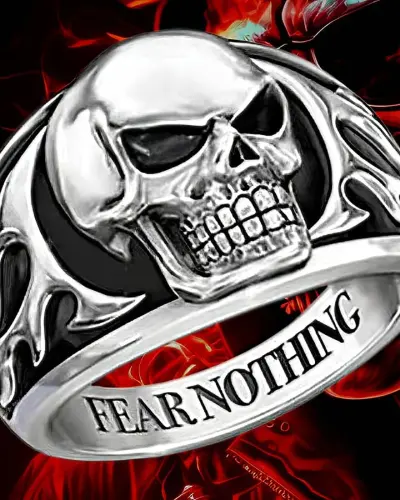 Bague Tête de Mort Punk Enflammé | Acier