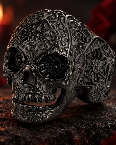 Bague Tête de Mort Ténèbres Obscurs | Acier